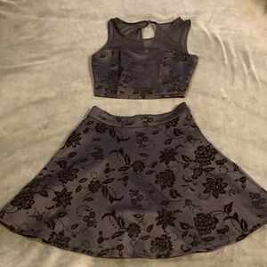 Floral Crop Top and Skirt Set